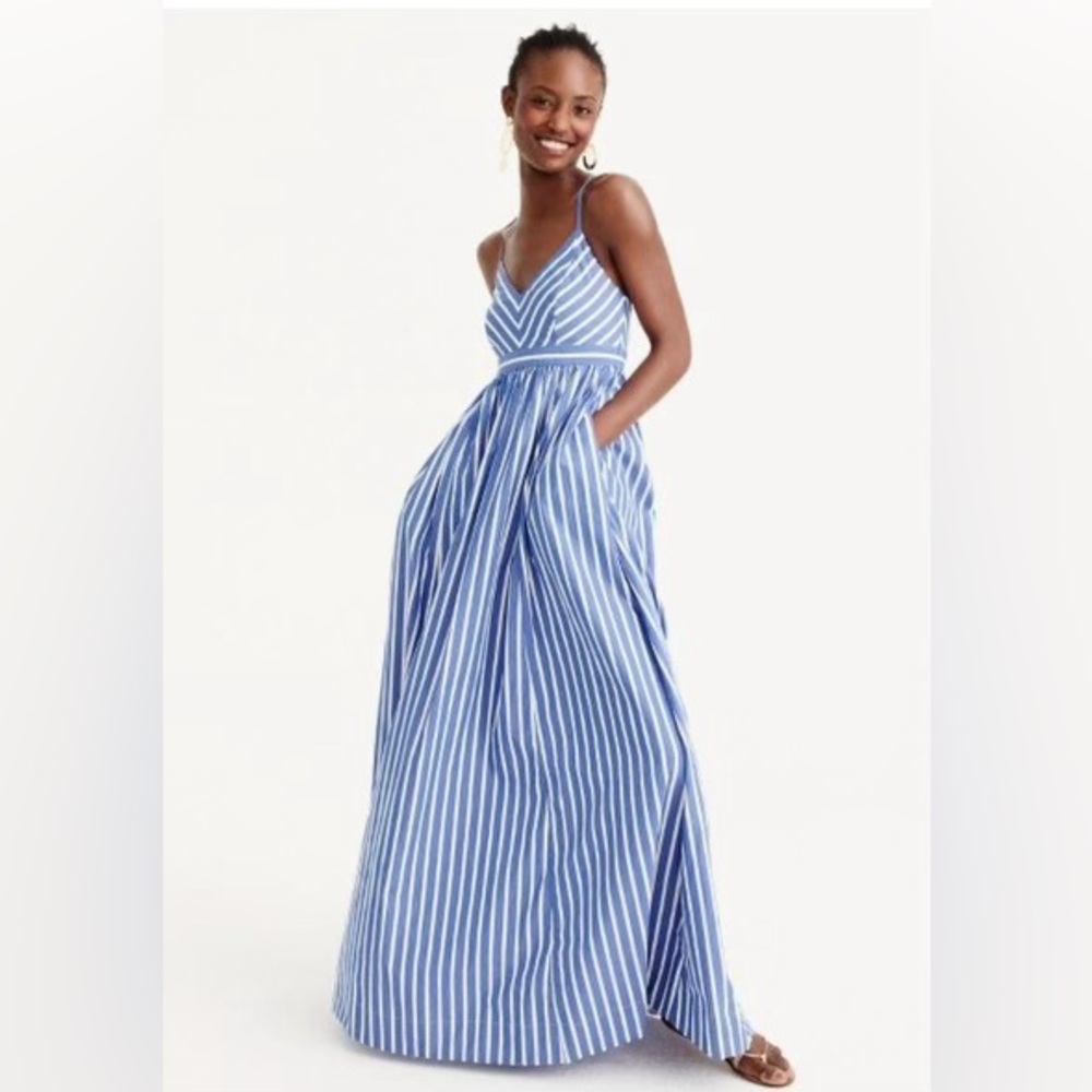 Vintage JCrew long drapey spaghetti strap maxi dress in stripe